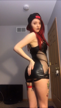 Long naughty strip and riding big dildo